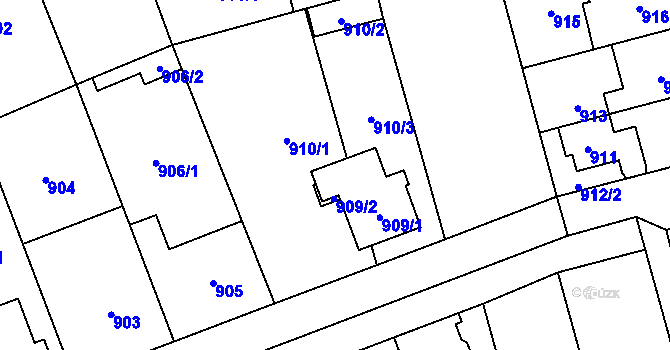 Parcela st. 910/4 v KÚ Hronov, Katastrální mapa