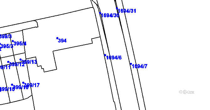 Parcela st. 1694/6 v KÚ Hronov, Katastrální mapa