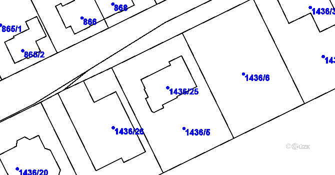 Parcela st. 1436/25 v KÚ Hronov, Katastrální mapa