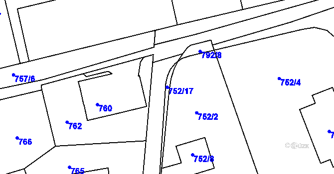 Parcela st. 752/17 v KÚ Hronov, Katastrální mapa