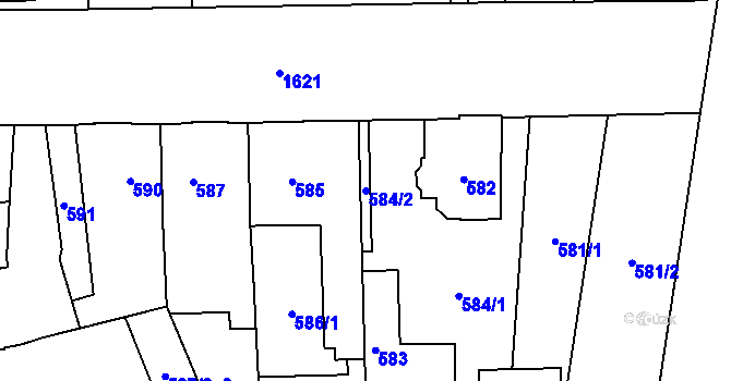 Parcela st. 584/2 v KÚ Hronov, Katastrální mapa