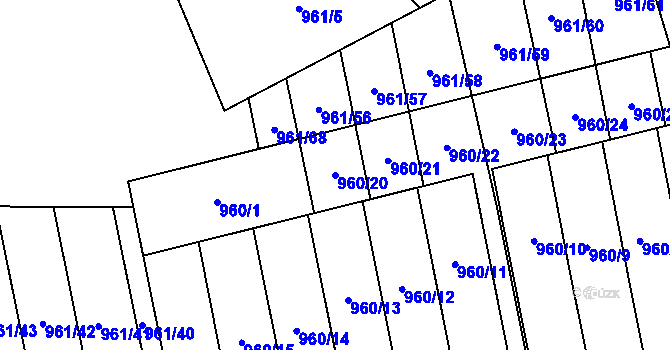 Parcela st. 960/20 v KÚ Hronov, Katastrální mapa