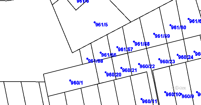 Parcela st. 961/56 v KÚ Hronov, Katastrální mapa