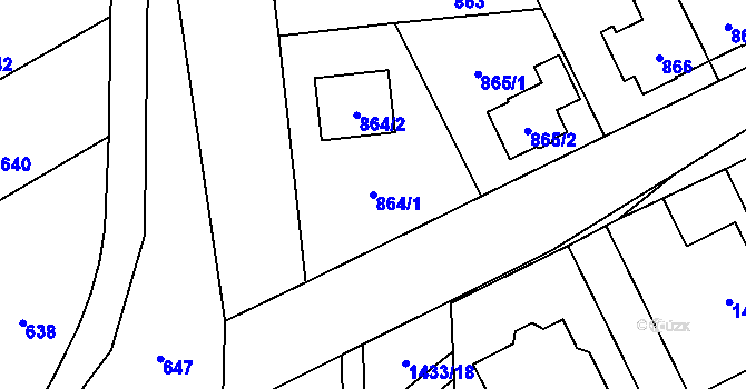 Parcela st. 864/1 v KÚ Hronov, Katastrální mapa