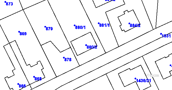 Parcela st. 880/2 v KÚ Hronov, Katastrální mapa