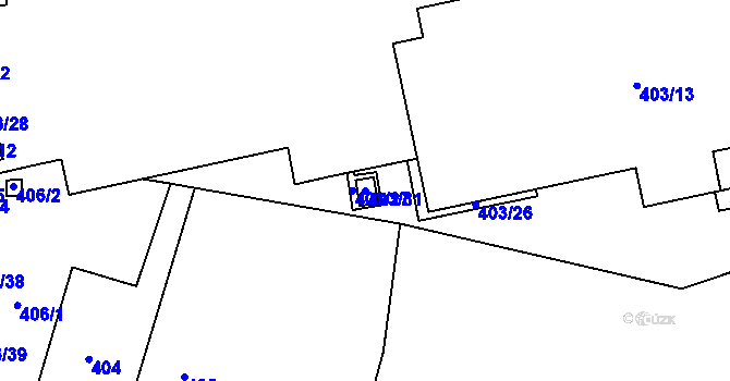 Parcela st. 403/31 v KÚ Hronov, Katastrální mapa