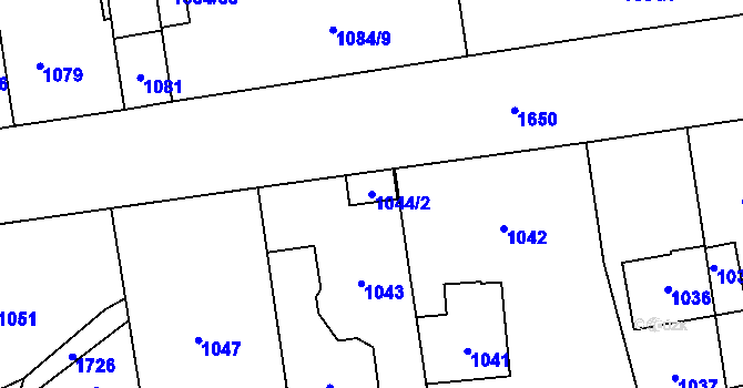 Parcela st. 1044/2 v KÚ Hronov, Katastrální mapa