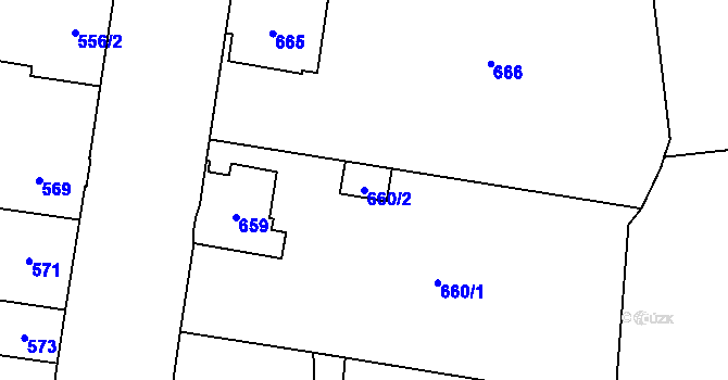 Parcela st. 660/2 v KÚ Hronov, Katastrální mapa
