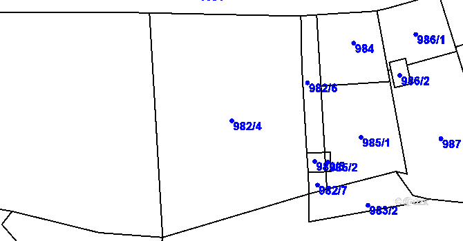 Parcela st. 982/4 v KÚ Hronov, Katastrální mapa