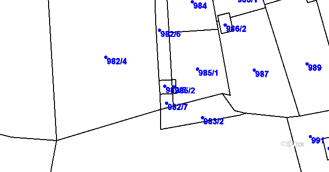 Parcela st. 982/5 v KÚ Hronov, Katastrální mapa