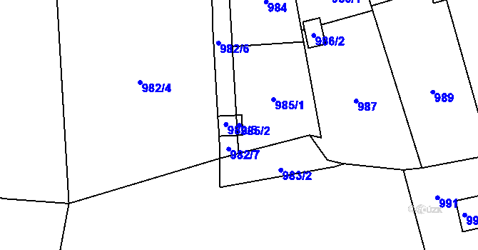 Parcela st. 985/2 v KÚ Hronov, Katastrální mapa