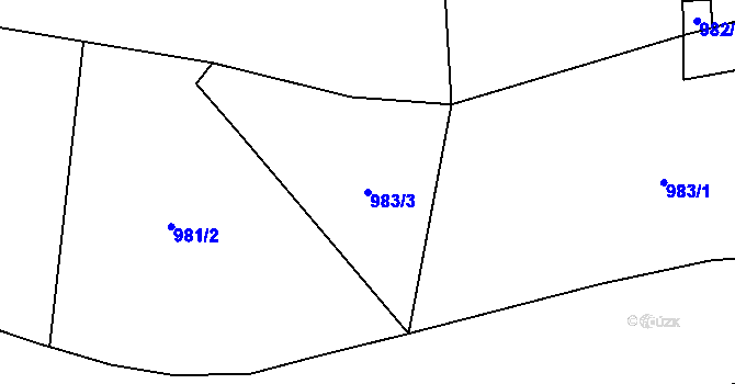 Parcela st. 983/3 v KÚ Hronov, Katastrální mapa