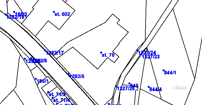 Parcela st. 70 v KÚ Zbečník, Katastrální mapa