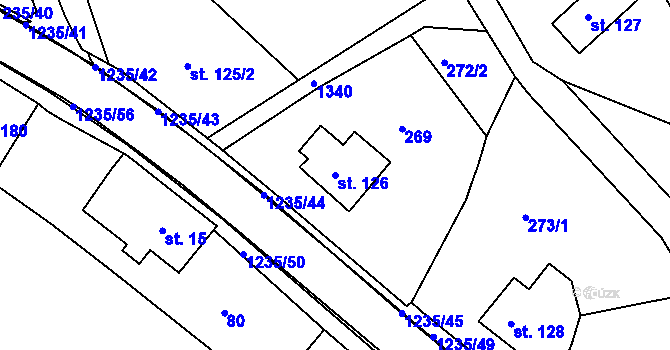 Parcela st. 126 v KÚ Zbečník, Katastrální mapa