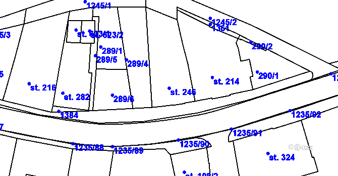 Parcela st. 246 v KÚ Zbečník, Katastrální mapa