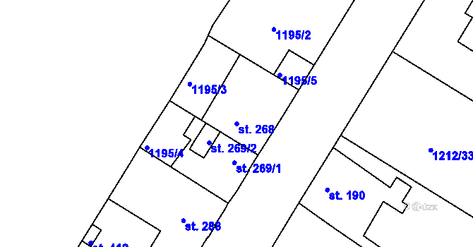 Parcela st. 268 v KÚ Zbečník, Katastrální mapa