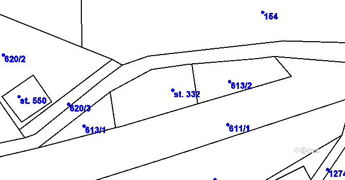 Parcela st. 332 v KÚ Zbečník, Katastrální mapa