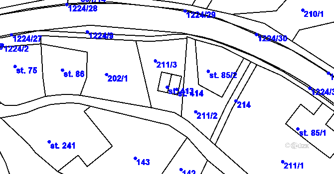 Parcela st. 413 v KÚ Zbečník, Katastrální mapa