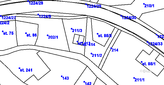 Parcela st. 414 v KÚ Zbečník, Katastrální mapa