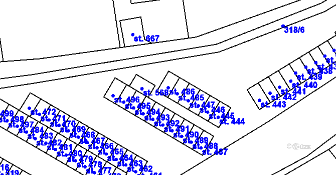 Parcela st. 486 v KÚ Zbečník, Katastrální mapa