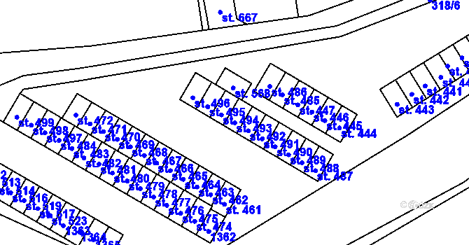 Parcela st. 493 v KÚ Zbečník, Katastrální mapa