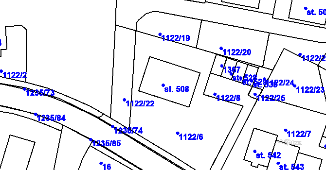 Parcela st. 508 v KÚ Zbečník, Katastrální mapa