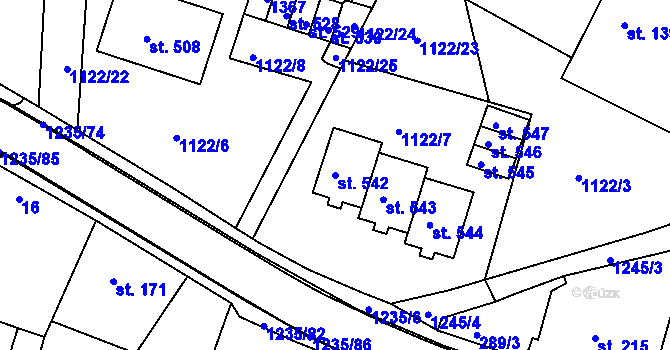 Parcela st. 542 v KÚ Zbečník, Katastrální mapa