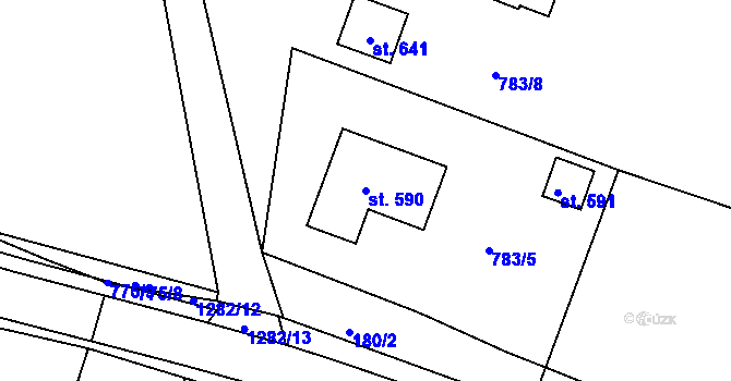 Parcela st. 590 v KÚ Zbečník, Katastrální mapa
