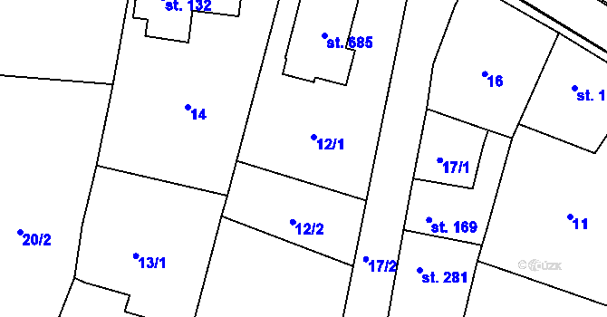 Parcela st. 12 v KÚ Zbečník, Katastrální mapa