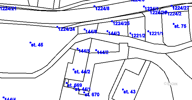 Parcela st. 144/2 v KÚ Zbečník, Katastrální mapa
