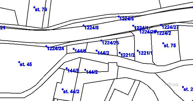 Parcela st. 144/3 v KÚ Zbečník, Katastrální mapa