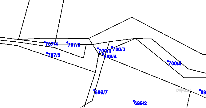 Parcela st. 699/4 v KÚ Zbečník, Katastrální mapa