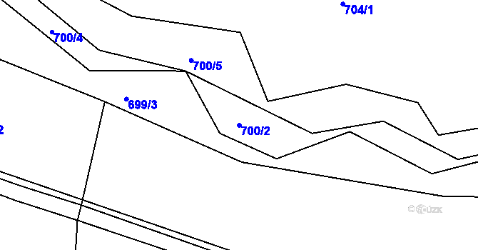 Parcela st. 700/2 v KÚ Zbečník, Katastrální mapa