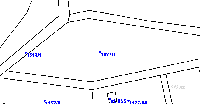 Parcela st. 1127/7 v KÚ Zbečník, Katastrální mapa