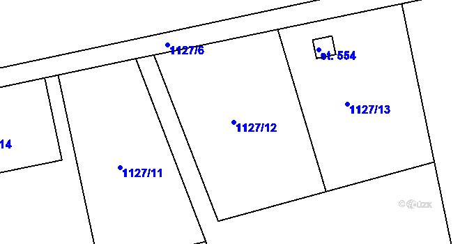 Parcela st. 1127/12 v KÚ Zbečník, Katastrální mapa