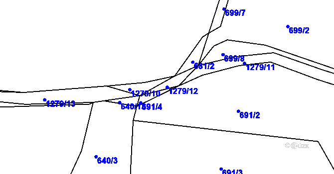Parcela st. 1279/12 v KÚ Zbečník, Katastrální mapa