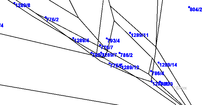 Parcela st. 1289/7 v KÚ Zbečník, Katastrální mapa