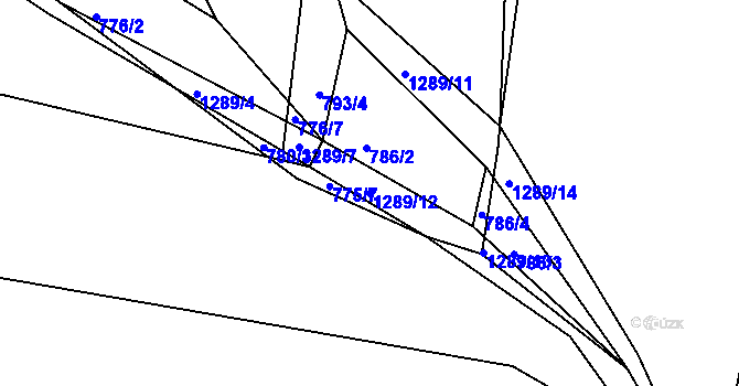 Parcela st. 1289/12 v KÚ Zbečník, Katastrální mapa