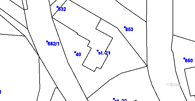 Parcela st. 21 v KÚ Velký Dřevíč, Katastrální mapa