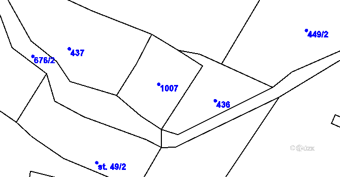 Parcela st. 49/1 v KÚ Velký Dřevíč, Katastrální mapa