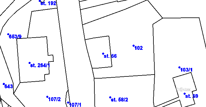 Parcela st. 56 v KÚ Velký Dřevíč, Katastrální mapa