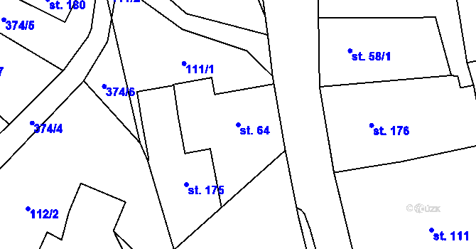 Parcela st. 64 v KÚ Velký Dřevíč, Katastrální mapa