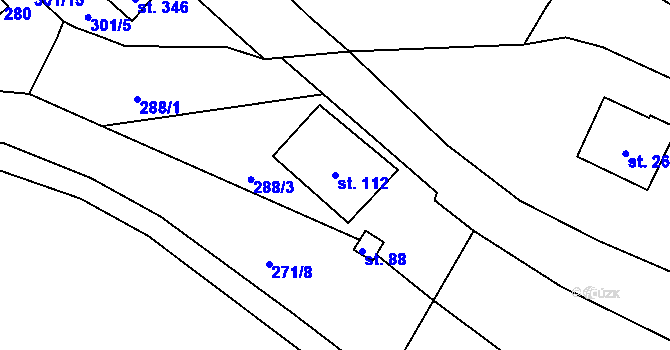 Parcela st. 112 v KÚ Velký Dřevíč, Katastrální mapa