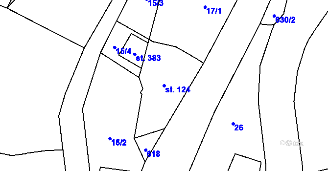 Parcela st. 124 v KÚ Velký Dřevíč, Katastrální mapa
