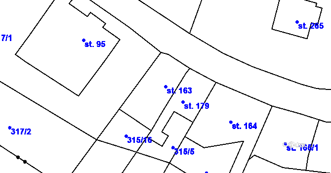 Parcela st. 163 v KÚ Velký Dřevíč, Katastrální mapa