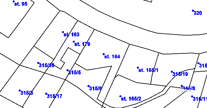 Parcela st. 164 v KÚ Velký Dřevíč, Katastrální mapa