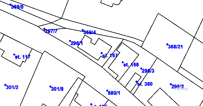 Parcela st. 167 v KÚ Velký Dřevíč, Katastrální mapa