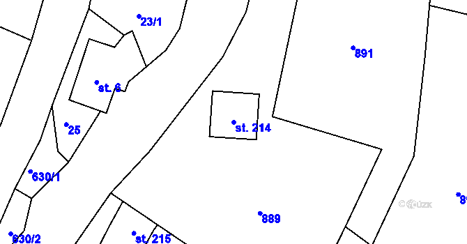 Parcela st. 214 v KÚ Velký Dřevíč, Katastrální mapa