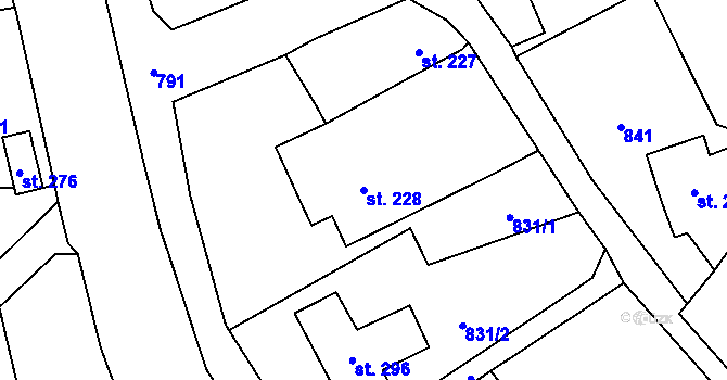 Parcela st. 228 v KÚ Velký Dřevíč, Katastrální mapa
