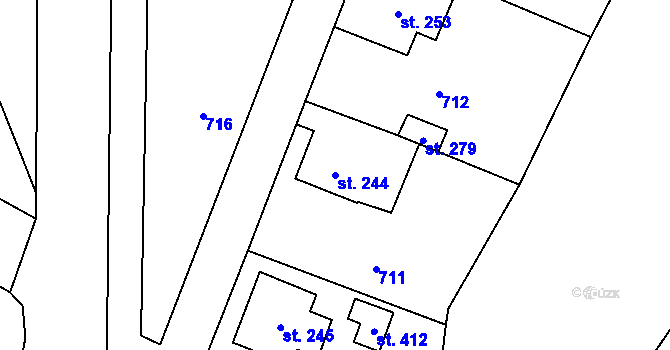 Parcela st. 244 v KÚ Velký Dřevíč, Katastrální mapa